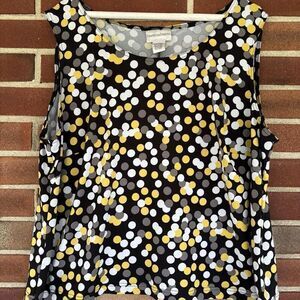 Draper’s & Damon’s Black Yellow Spot Polka Dot Shell Tank Top Women’s 20W A1113